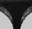 Calvin Klein內衣【摩登引力帶】ck性感蕾絲棉質(zhì)襠丁字褲內褲女 UB1-太空黑 1條 S 曬單實(shí)拍圖