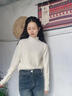 QBILY白色半高領(lǐng)毛衣打底衫女2025年新款秋季穿搭木耳邊針織衫長(cháng)袖上衣 杏色 均碼 曬單實(shí)拍圖