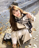 MITHAOL KUSC全智賢同款圍巾女空調房保暖披肩秋冬加厚圍脖生日禮物送女生 黑色 【心想事
