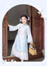 旗鉑漢服女童春秋2025新款兒童國風(fēng)旗袍裙 月綺羅藍色不含配飾 140 曬單實(shí)拍圖