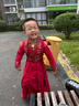 小淘孩唐裝男童中國風(fēng)古風(fēng)兒童漢服古裝國學(xué)男孩中秋演出服SMD05紅色120 曬單實(shí)拍圖