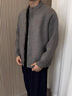 WASSUP HERMU官方毛衣男秋冬季拼接假兩件慵懶風(fēng)休閑商務(wù)青年通勤穿搭開(kāi)衫外套 灰色 XL （推薦120-150斤） 曬單實(shí)拍圖