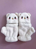 溥畔手套加絨毛絨小熊秋冬保暖防風(fēng)冬季露指騎車(chē)時(shí)尚可愛(ài)女生學(xué)生翻蓋 小熊白色 均碼 曬單實(shí)拍圖