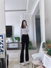 Qidongyinqing黑色彈力微喇牛仔褲女秋裝2025新款高腰顯瘦女款爆款女士喇叭褲子 黑色【長褲】薄絨 M 【建議99-115斤】 曬單實拍圖