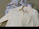 三彩2025秋季新款純色襯衫翻領(lǐng)寬松襯衣簡(jiǎn)約通勤疊穿Z 珍珠白 L 165/88A 曬單實(shí)拍圖