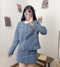 太平鳥(niǎo)女裝短外套小香風(fēng)牛仔女秋裝品質(zhì)高級感 牛仔藍上身 M 曬單實(shí)拍圖
