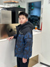 波司登（BOSIDENG）25新款羽絨服男女兒童中長(cháng)款5A抗菌絨保暖連帽外套T250246120Q 冰川熊藍9CR8-趨勢推薦 150 /72 約140-150cm 36kg 曬單實(shí)拍圖