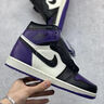 AJNIKERAIR NIKEAIR NIKE莆田純原AJ1高幫鞋籃球鞋倒鉤煙灰黑曜石閃男鞋 AJ1高幫黑紫腳趾 39 曬單實(shí)拍圖