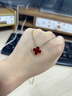 【二手99新】梵克雅寶項鏈  中號 VCA紅花 紅玉髓 孔雀石 白貝母 18K金四葉草項鏈 閑置未使用紅花全套 曬單實(shí)拍圖