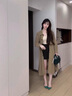 她芙（tafu）品牌女裝風衣外套女中長款2025春秋新款小個子氣質(zhì)百褶時尚大衣 卡其色 M 曬單實拍圖