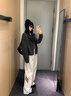 燦圖cleanfit條紋運動(dòng)休閑褲男秋季直筒垂感美式三條杠潮牌高街衛褲子白灰色XL 曬單實(shí)拍圖