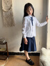 衣諾坊女童半身裙中長百褶裙子春秋兒童畢業(yè)演出服團體服校服 曬單實拍圖