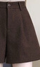 小香風(fēng)咖色毛呢短褲女2025秋冬季高腰顯瘦小個(gè)子外穿黑色闊腿靴褲 M01咖色毛呢靴褲【不含腰帶】 M (推薦95-105斤) 曬單實(shí)拍圖