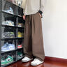 MMOPTOP日系工裝彎刀褲春秋男復古抗皺直筒寬松闊腿休閑褲M(mǎn)XXK103咖色L 曬單實(shí)拍圖