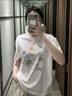 百圖betu女裝2025夏季新款T恤圓領趣味印花舒適棉感短袖上衣女2505X24 白色 L 曬單實拍圖