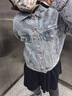 巴拉巴拉【庫洛米IP】女童牛仔外套秋裝款純棉上衣三麗鷗繡花可愛(ài) 牛仔中藍88201 160 曬單實(shí)拍圖