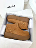 百麗（Belle）復古絨面勃肯鞋女2025冬新商場(chǎng)同款厚底加絨休閑短靴E6F1DDD5預售 棕色-薄絨 38 曬單實(shí)拍圖