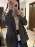 AEMAPE灰色時(shí)尚設計感撞色袖休閑西裝外套女2025春季新款韓版百搭小西服 灰色 L (140斤內) 曬單實(shí)拍圖