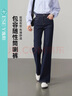逸陽喇叭牛仔褲女2025秋季新款顯瘦微喇長褲子 深藍(lán)色-不易褪色 28 曬單實(shí)拍圖