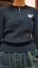 森馬（Semir）毛衣女冬季短款半開(kāi)襟刺繡修身套頭衫女生休閑簡(jiǎn)約風(fēng)顯瘦上衣 深藍80804 L 曬單實(shí)拍圖