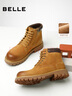 百麗（Belle）厚底馬丁靴工裝靴男鞋2025新款冬商場(chǎng)同款休閑靴加絨8WH01DD5預售 黃/棕（單里） 42 (260mm) 曬單實(shí)拍圖