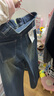 衣然呈品美式復古牛仔褲女士秋冬新款加絨高腰寬松小個(gè)子闊腿微喇長(cháng)褲子女 深藍色 XL 【建議120-135斤】 曬單實(shí)拍圖