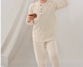 嫚熙（EMXEE）兒童家居服套裝竹棉羊毛分體睡衣寶寶長(cháng)袖套裝 香草白 120 cm （4-5歲，體重18-22kg） 曬單實(shí)拍圖