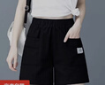 2025年夏季純棉短褲女外穿高腰遮大腿顯瘦百搭寬松五分休閑闊腿褲 黑色 XL 【建議115-130斤】 曬單實(shí)拍圖