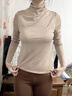 婷美（GRACEWELL）醋酸羊毛肌底衣小高領(lǐng)保暖內衣女帶胸墊上衣打底衫外穿秋奶咖L 曬單實(shí)拍圖
