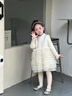 班喜迪女童連衣裙秋裝兒童國風(fēng)公主裙周歲寶寶禮服秋冬加絨網(wǎng)紗裙子套裝 米色 加絨 120 曬單實(shí)拍圖