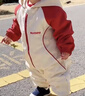 G.DUCKKIDS小黃鴨童裝嬰兒連體衣春秋季新款嬰幼兒衣服男女寶寶外出服沖鋒衣 米紅拼色 90cm 90尺碼建議1~2歲 曬單實(shí)拍圖