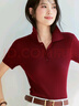 伊芙麗蔣欣代言百搭休閑POLO領(lǐng)修身針織衫女2025夏裝新款通勤上衣女 琳瑯紅 S 80-100斤 建議卡碼拍大 曬單實(shí)拍圖