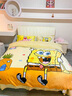 雅鹿海綿寶寶秋冬牛奶絨床上四件套珊瑚毛絨被套女床品床單兒童三件套 海綿派大星 1.5m床【 床單款 四件套】適200x230被子 曬單實(shí)拍圖