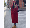 恩若凡毛衣外套女秋冬長(zhǎng)款加厚針織開(kāi)衫帶袋連帽衫過(guò)膝寬松粗線 紅色 M建議95-105斤 曬單實(shí)拍圖