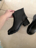 他她TATA奶皮靴甜筒靴粗跟通勤時(shí)裝靴女靴羊皮短靴 黑色（單里） 39 曬單實(shí)拍圖