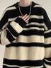 黑白條紋圓領(lǐng)毛衣男秋冬季日系情侶毛線(xiàn)衣潮寬松慵懶風(fēng)打底針織衫 MY604彩色 【特價(jià)清倉】 2XL 【重磅升級版】 曬單實(shí)拍圖