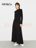 MO&Co.連衣裙含綿羊毛保暖德絨正肩高腰收腰大擺長(cháng)裙顯高摩安珂 黑色 XS 155 曬單實(shí)拍圖