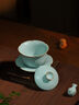 青澹青澹汝窯茶盤(pán)茶托景德鎮瓷器全手工一葉蓮 一葉蓮不開(kāi)片慈字底款 曬單實(shí)拍圖