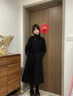 綠夕（REAXUR）中長(cháng)款毛呢大衣女秋冬高級感2025新款女士加厚呢子外套高端小香風(fēng) 黑色 【白鴨絨內膽】 S （建議106斤-120斤） 曬單實(shí)拍圖