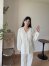 思莉太太 SLEEP TIGHT睡衣女春秋2025新款純棉長(cháng)袖長(cháng)褲帶胸墊V領(lǐng)可外穿簡(jiǎn)約白色家居服 HZ2893【帶胸墊】 M 曬單實(shí)拍圖
