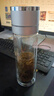 一鍵開(kāi)蓋雙層玻璃杯泡茶水杯子男女辦公車(chē)載便攜茶水分離杯防爆 銀色400ml 曬單實(shí)拍圖