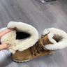 Jeep秋季加絨季候保暖防水皮毛一體雪地靴男女款東北棉靴高幫防寒棉鞋 棕色【運動(dòng)鞋碼】 41 曬單實(shí)拍圖