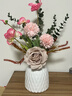 愛(ài)已裝糖 北歐風(fēng)仿真花假花電視柜擺件陶瓷花瓶客廳裝飾花塑料花 粉白套裝 曬單實(shí)拍圖