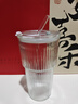 【京東物流】玻璃杯帶蓋耐熱茶杯高顏值豎條紋水杯帶吸管茶杯家用 大竹節杯【單只】600ml 曬單實(shí)拍圖