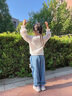 戴維貝拉女童牛仔褲秋裝兒童棉長(cháng)褲寶寶洋氣童裝褲子 曬單實(shí)拍圖