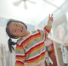 幼歌（YOUGE）嬰幼兒秋季新款繽紛彩虹條紋寬松長(cháng)袖毛衣舒適軟綿上衣 彩虹條 110 cm 曬單實(shí)拍圖