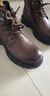 木林森男靴秋冬季男士英倫復古馬丁靴厚底增高工裝短靴耐磨高幫皮靴棉靴 棕色加絨款 41 曬單實(shí)拍圖