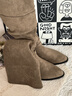 5+粗跟長(cháng)筒靴女2025秋冬新款尖頭西部牛仔靴堆堆靴長(cháng)靴美拉德騎士靴 杏色 37 曬單實(shí)拍圖