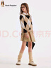 暇步士（Hush Puppies）【經(jīng)典款】童裝兒童女大童秋季新款氣質(zhì)學(xué)院風(fēng)格紋線(xiàn)衣 暖卡其 150 曬單實(shí)拍圖