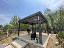 鑄梵戶(hù)外涼亭庭院鋁合金電動(dòng)歐式遮陽(yáng)棚別墅花園樓頂現代帶燈中式亭子 中式電動(dòng)款：3*3米+4簾【灰色】 曬單實(shí)拍圖